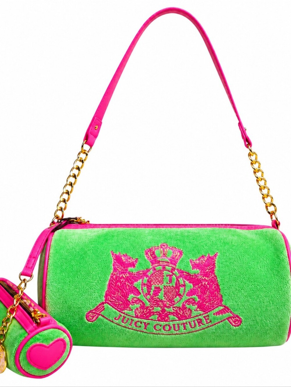 JUICY COUTURE Green & Pink Logo Mini BAG & Mini Purse NWT